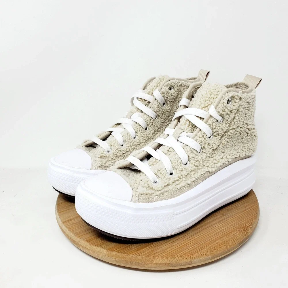 Converse Move Platform Sherpa Kids 2 Fluffy Fuzzy Chuck Taylor All Star Shoes